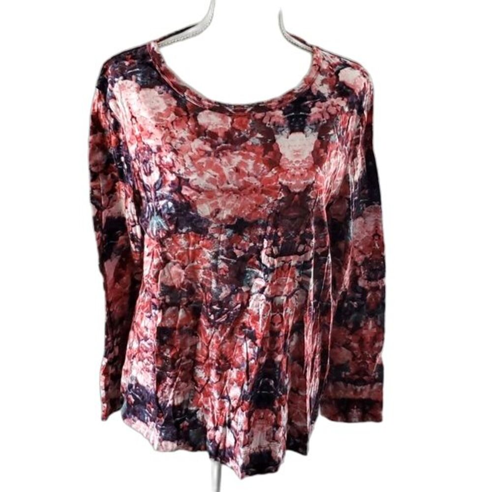 Simply Vera Vera Wang Scoop Blouse long sleeve Multicolor floral Size XL